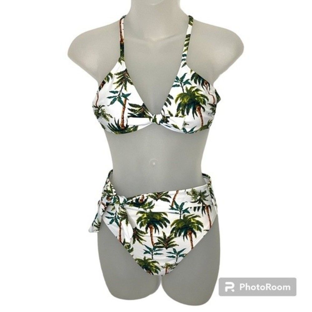 Xhilaration White Palm Tree Print Bikini Size Medium
